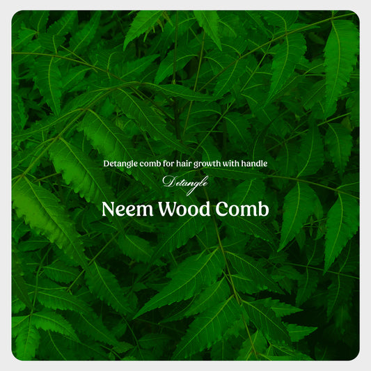 Neem wood comb (Detangle comb for hair growth with handle)