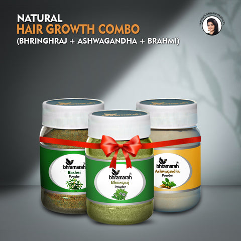 NATURAL HAIR GROWTH COMBO-#08 (Bhringhraj, Brahmi, Ashwagandha Powders)