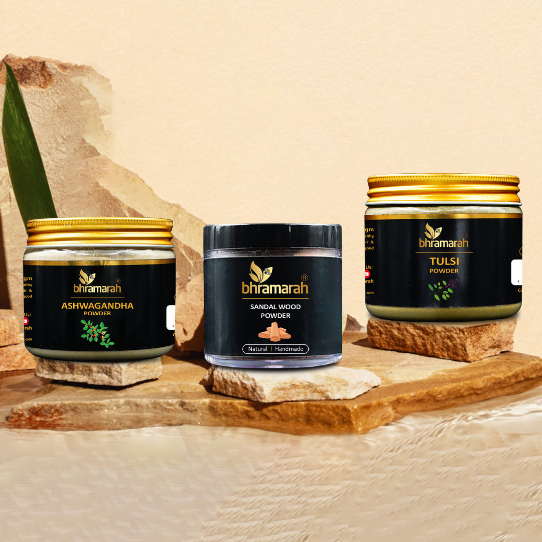 NATURAL ANTI AGING COMBO-#03 (Aswagandha, Tulsi, Sandal Wood Powders)