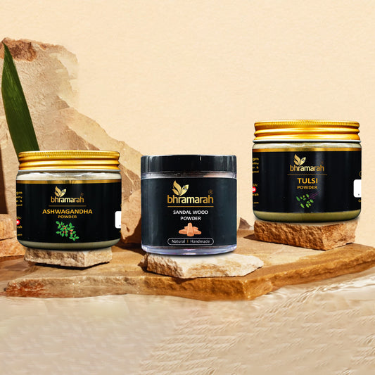 NATURAL ANTI AGING COMBO-#03 (Aswagandha, Tulsi, Sandal Wood Powders)