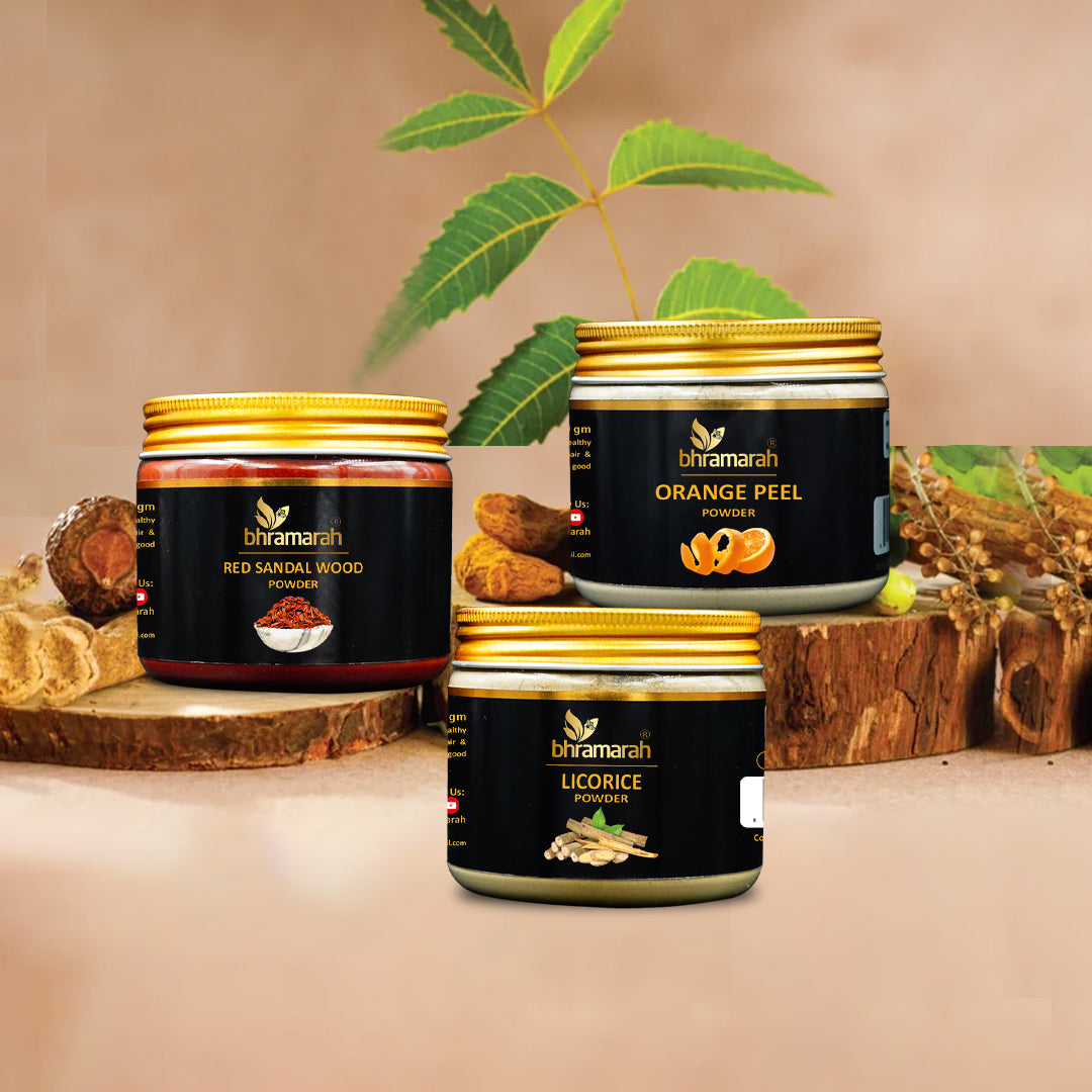 NATURAL SKIN BRIGHTENING COMBO-#02 (Licorice, Orange Peel, Red Sandal wood Powders)