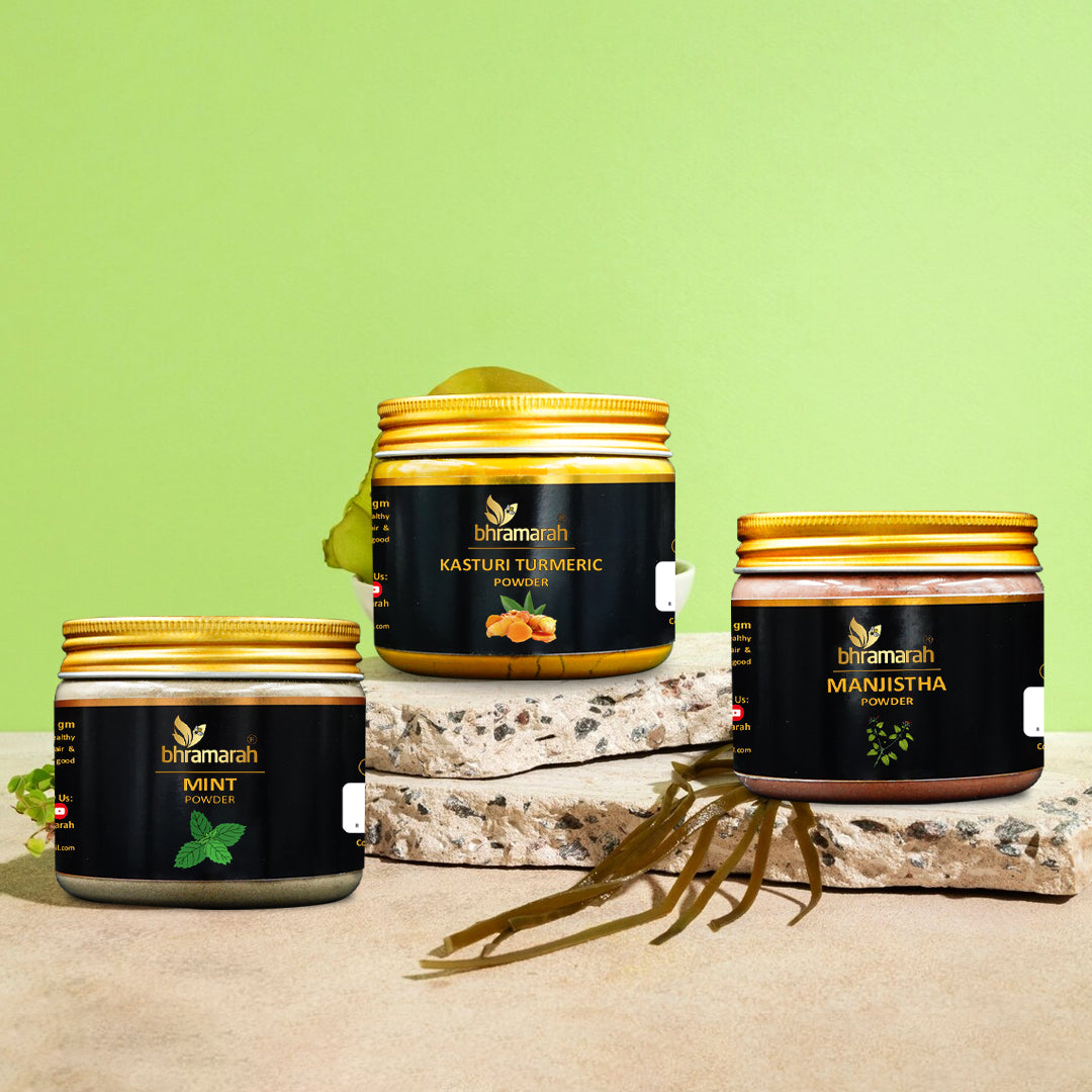 NATURAL ANTI PIMPLE COMBO-#10 (Manjistha, Mint, Kasturi Turmeric Powders)