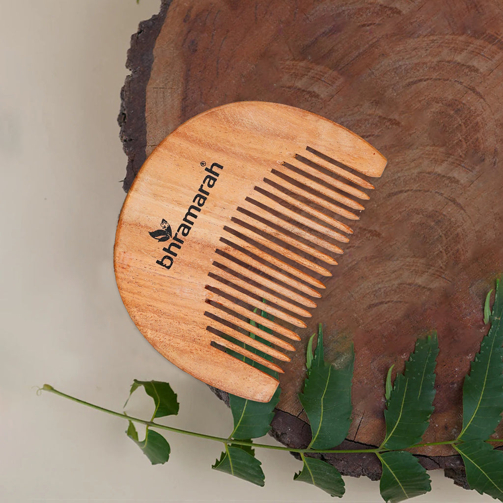 Neem wood beard comb