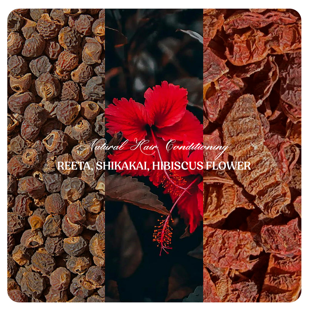 NATURAL HAIR CONDITIONING COMBO-#09 (Reeta, Shikakai, Hibiscus Flower Powders)