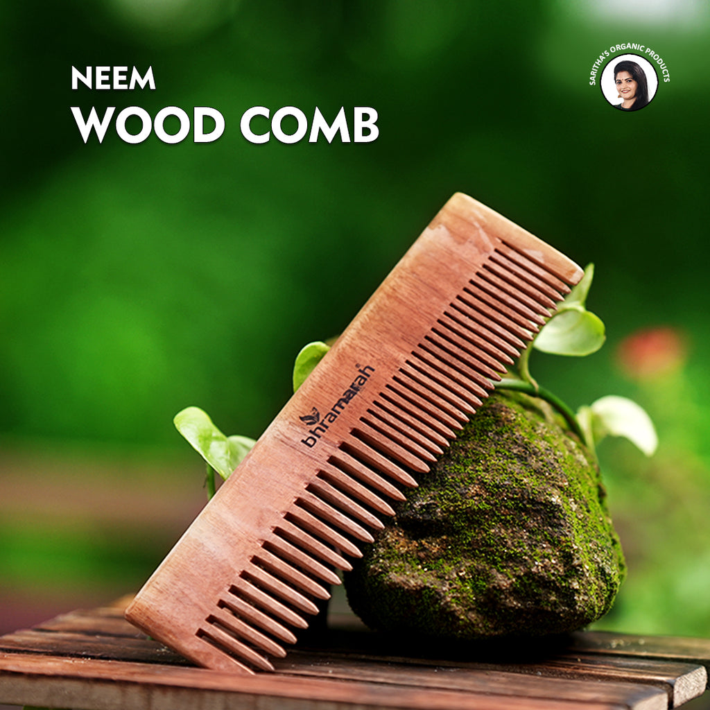 Bhramarah Neem Wood Comb (Detangle comb for hair growth)