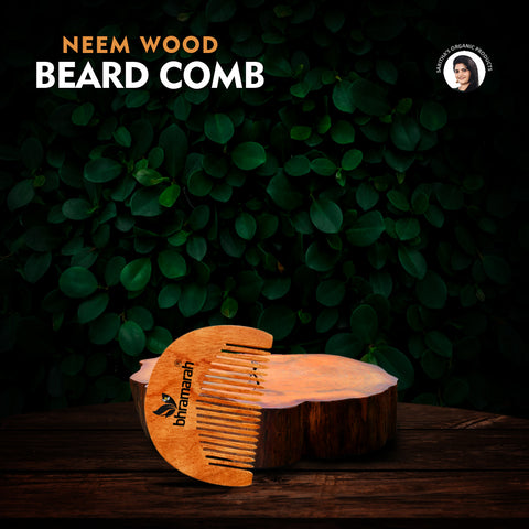 Neem wood beard comb